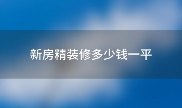 新房精装修多少钱一平「新房精装修多少钱合适」