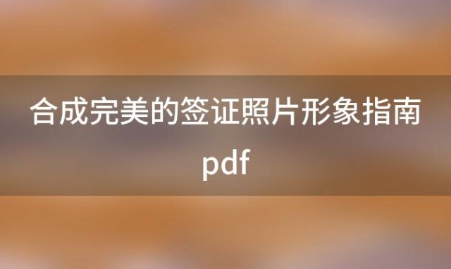 合成完美的签证照片形象指南pdf，签证照片制作