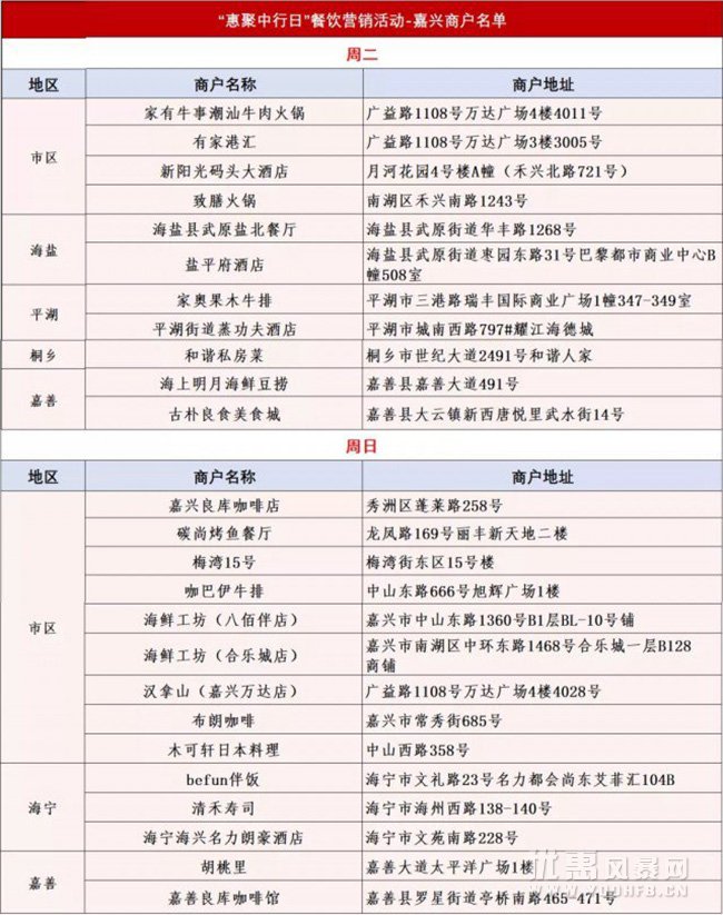 惠聚中行日 美食满减优惠活动等你来领取